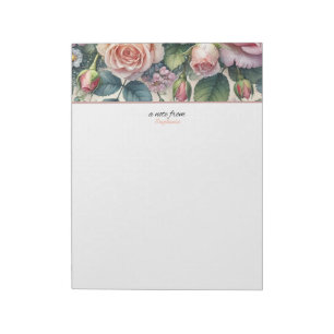 A Note From Personalized Floral Roses Notepad
