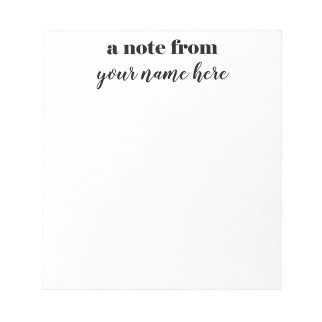 A Note From Personalized Notepad (Front)