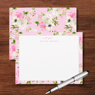 A Note From Pink Rose Floral Note Card