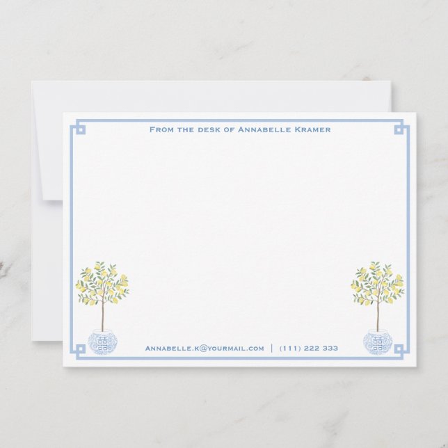 A Note From | Preppy Lemon Tree Ginger Jar Card (Front)