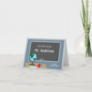 A Note From Teacher Chalkboard Globe Note Card