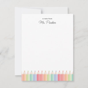 A Note From Teacher Colourful Rainbow Card