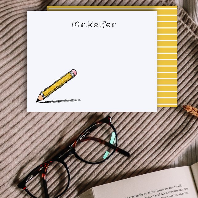 A Note From Teacher Illustrated Simple Pencil  Card (Creator Uploaded)