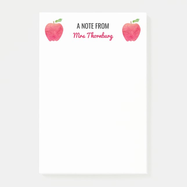 A Note From Teacher Personalized Red Apples (Front)