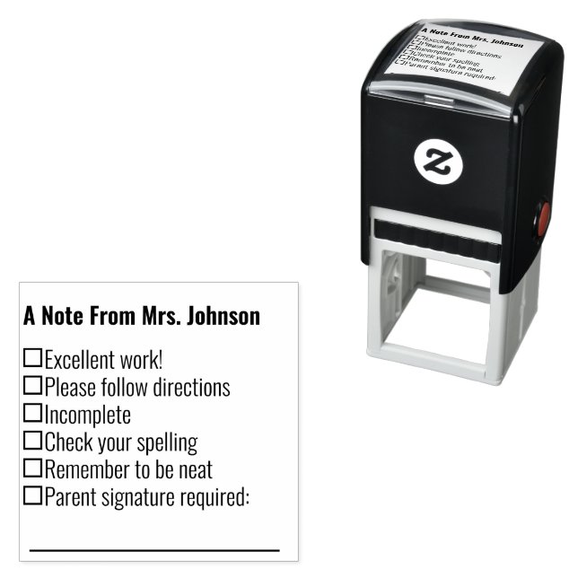 A Note From Teacher Template Self-inking Stamp (In Situ)