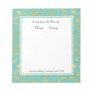A Note From the Mom of...Teal & Gold Personalized
