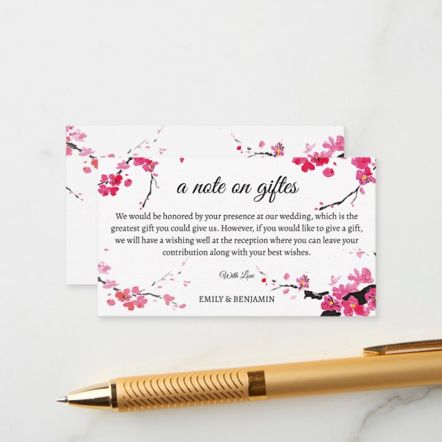 a Note on Gifts Classy Wedding Wishing Well Enclosure Card (Front/Back In Situ)