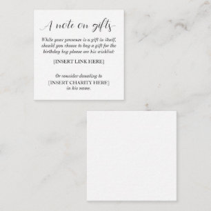 A Note on Gifts Enclosure Card