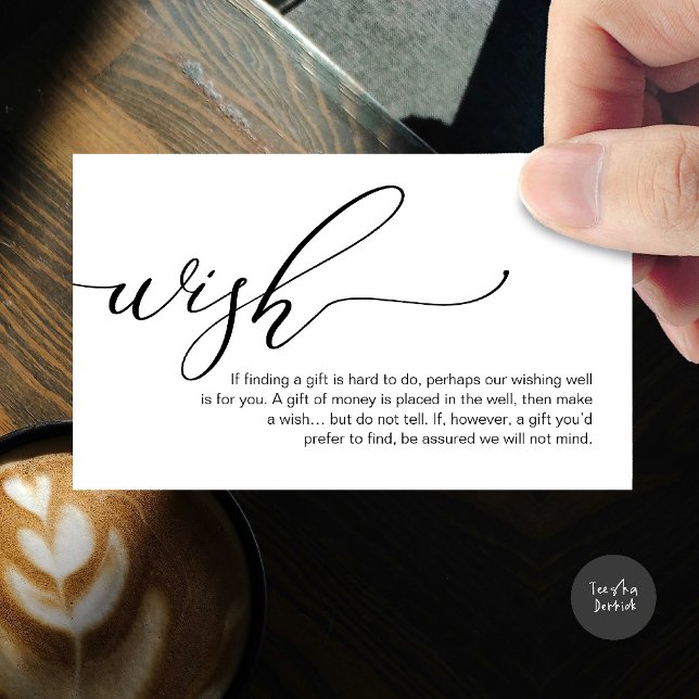 A note on gifts, honeymoon wish fund cash enclosure card (A note on gifts, honeymoon wish fund cash wish enclosure card in black white)