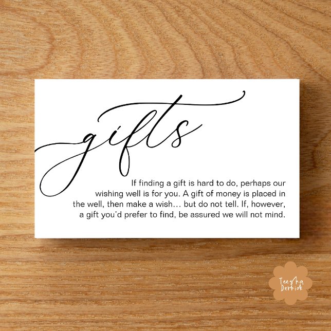 A Note On Gifts, Modern Romantic Elegant Wedding Enclosure Card (A Note On Gifts, Modern Romantic Elegant Wedding Enclosure Card Honeymoon Wish Cash in Black White)