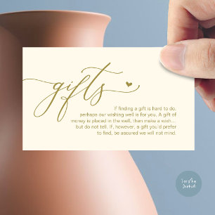A note on gifts, Modern Romantic Wedding  Enclosure Card