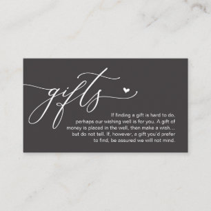 A note on gifts, Modern Romantic Wedding  Enclosure Card