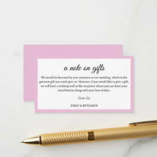 A Note on Gifts Modern Wedding Wishing Well  Enclosure Card