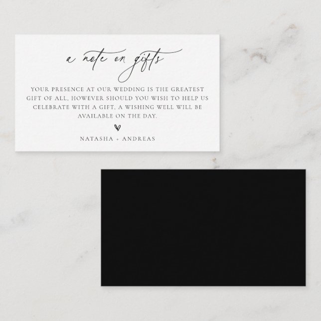 A Note On Gifts Wedding Enclosure Card (Front/Back)