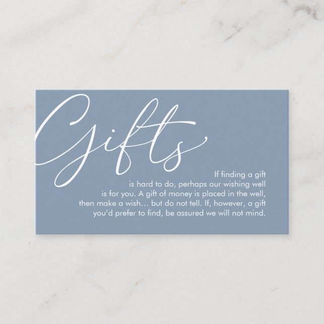 A note on gifts, wedding honeymoon wish enclosure card (Front)