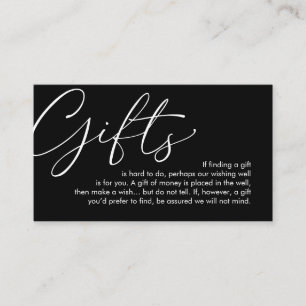 A note on gifts, wedding honeymoon wish enclosure card