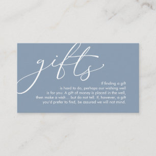 A note on gifts, wedding honeymoon wish enclosure card