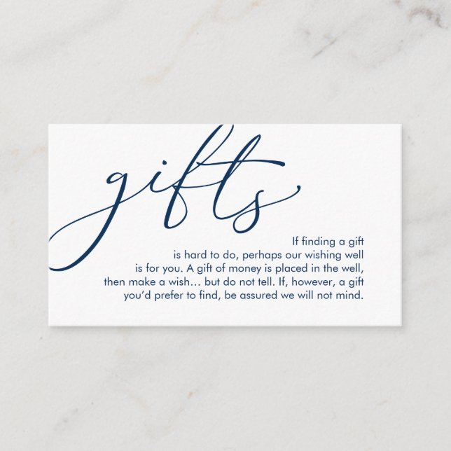 A note on gifts, wedding honeymoon wish enclosure card (Front)