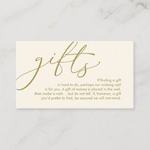 A note on gifts, wedding honeymoon wish enclosure card