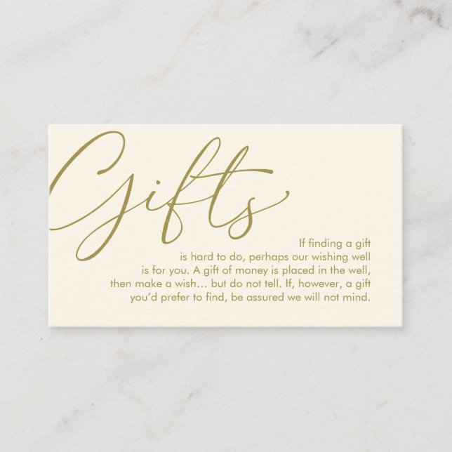 A note on gifts, wedding honeymoon wish enclosure card (Front)