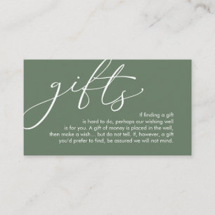 A note on gifts, wedding honeymoon wish enclosure card
