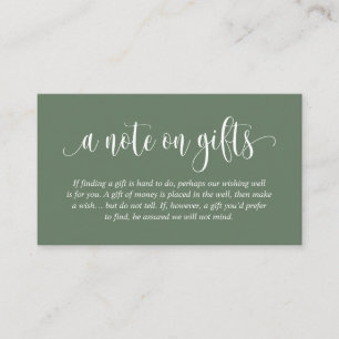 A Note On Wedding Gifts, Modern Elegant Script Enclosure Card