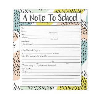 A Note to School Notepad, Note to Teacher