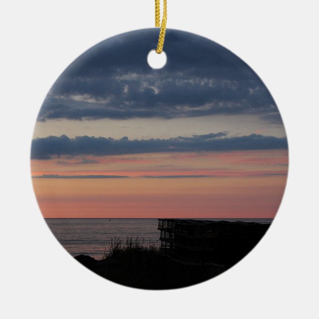 A Nova Scotian Sunset Ceramic Ornament (Front)