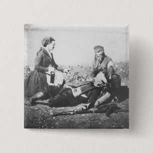 A Nurse Tending a Wounded Man 2 Inch Square Button
