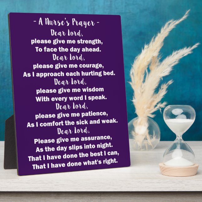 A Nurse's Prayer Photo Plaque with Easel (Side)