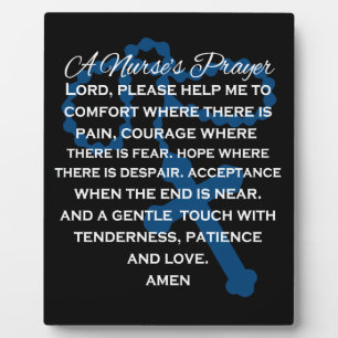 A Nurse's Prayer sign on easel Plaque