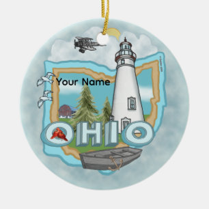 A Ohio Lighthouse Ceramic Ornament