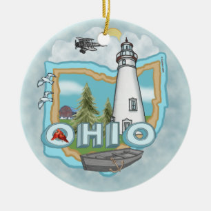 A Ohio Lighthouse Ceramic Ornament