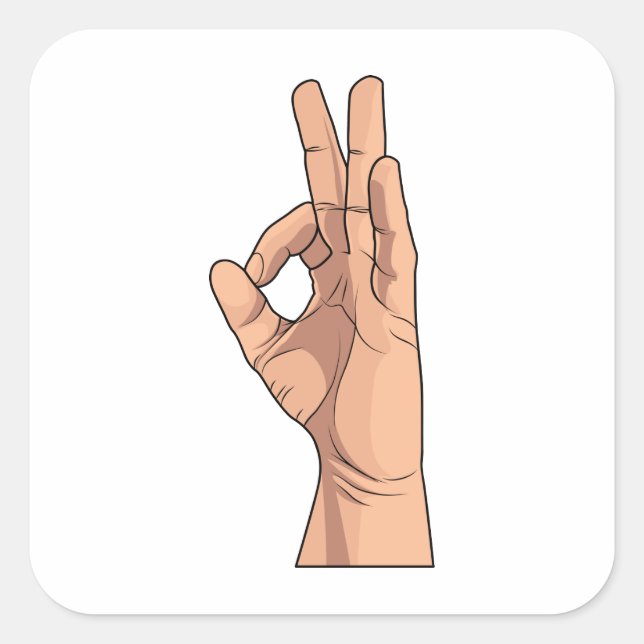 A OK ~ Hand Sign and Gestures a-ok Square Sticker (Front)