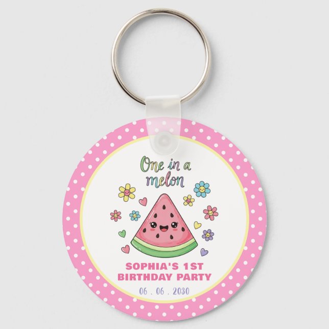 A One in a Melon 1st Birthday Keychain (Front)