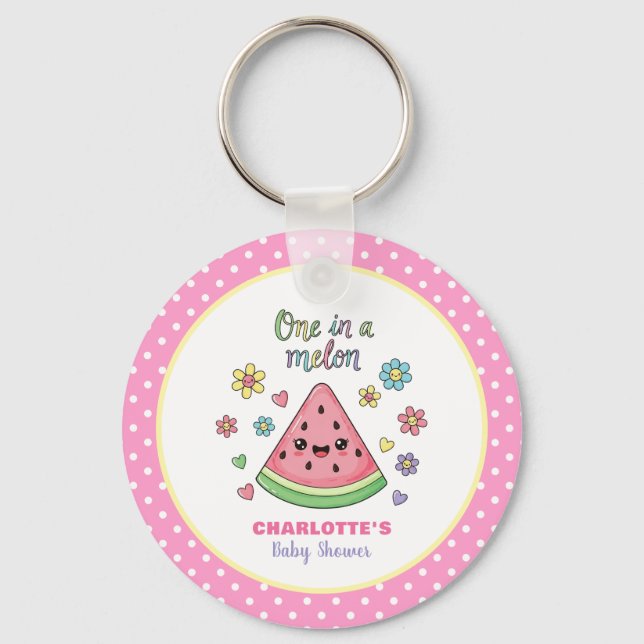 A One in a Melon Celebration Baby Shower Keychain (Front)