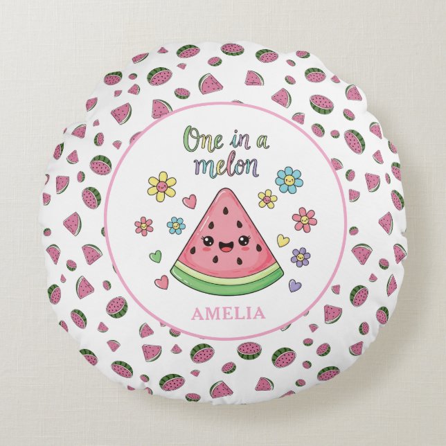 A One in a Melon Custom Baby Round Pillow (Front)