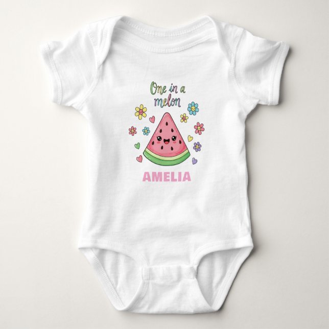 A One in a Melon Custom Name Baby Bodysuit (Front)