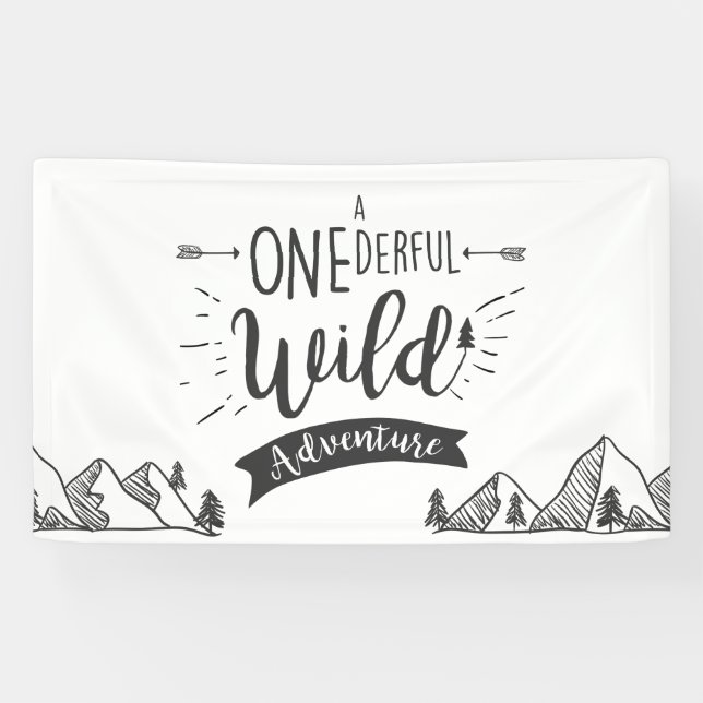 A Onederful Wild Adventure Birthday Banner Boy (Horizontal)