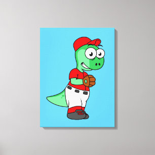 A Pachycephalosaurus Baseball Pitcher. Canvas Print