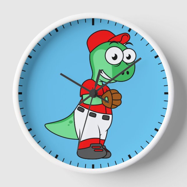 A Pachycephalosaurus Baseball Pitcher. Clock (Front)