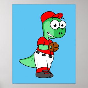 A Pachycephalosaurus Baseball Pitcher. Poster