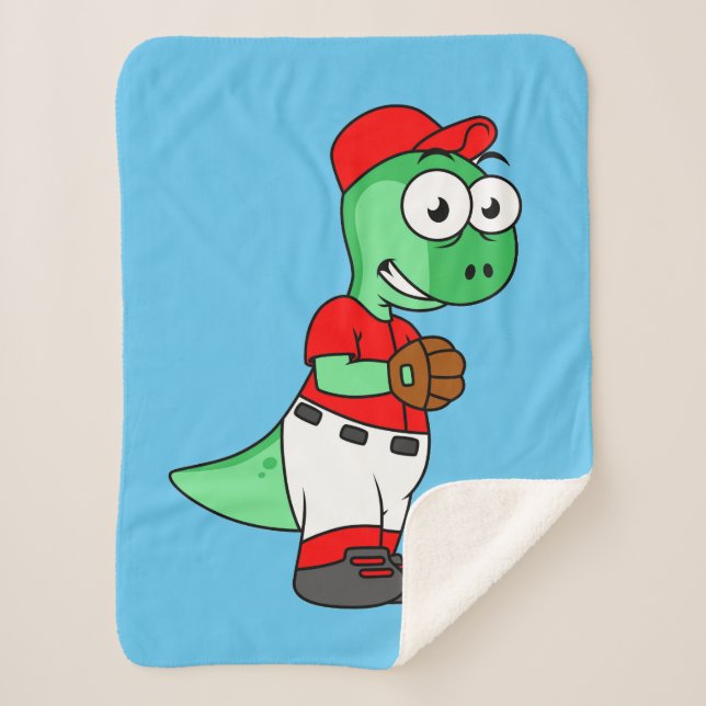 A Pachycephalosaurus Baseball Pitcher. Sherpa Blanket (Front)