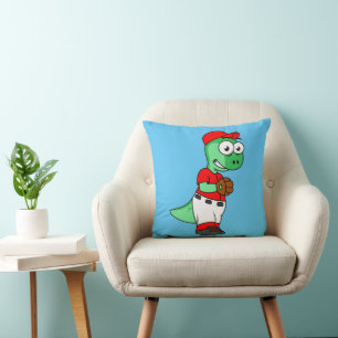 A Pachycephalosaurus Baseball Pitcher. Throw Pillow