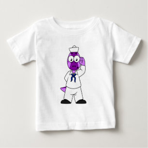 A Pachycephalosaurus Dinosaur Navy Sailor. Baby T-Shirt