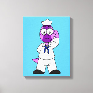 A Pachycephalosaurus Dinosaur Navy Sailor. Canvas Print