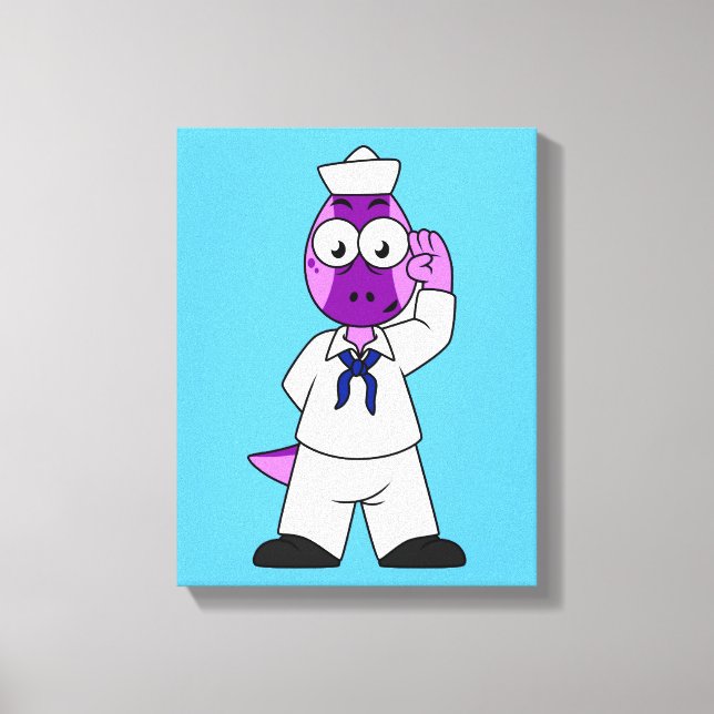 A Pachycephalosaurus Dinosaur Navy Sailor. Canvas Print (Front)