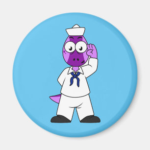 A Pachycephalosaurus Dinosaur Navy Sailor. Magnet