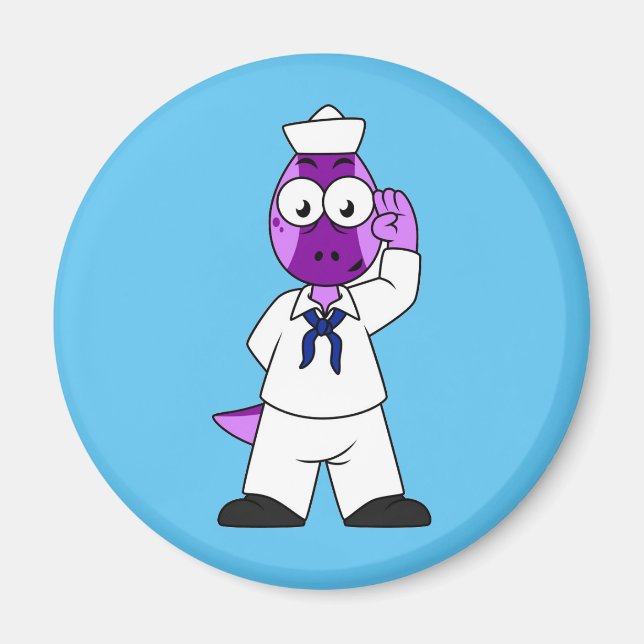 A Pachycephalosaurus Dinosaur Navy Sailor. Magnet (Front)