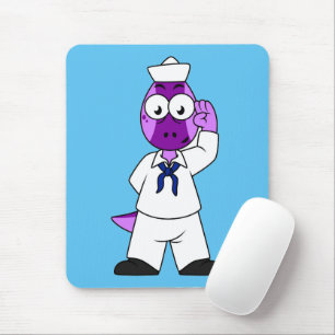 A Pachycephalosaurus Dinosaur Navy Sailor. Mouse Pad